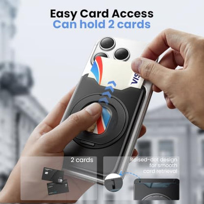 for Magsafe Wallet, 2 Card Holder, With Rotating Stand, Black - color: Black