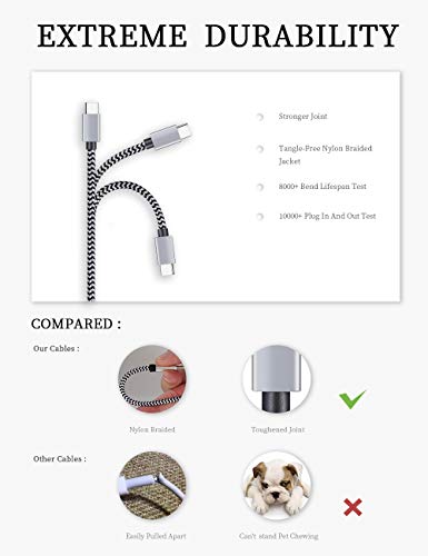 Teeind USB Type C Cable Fast Charging, Tpc001 10 Pack(6Ft 3A) Braided C Charger Cables Compatible with Samsung S10e/note 9/s10/s9/s8 Plus/A80/A50/A20 - size: 6 feet (Pack of 2)