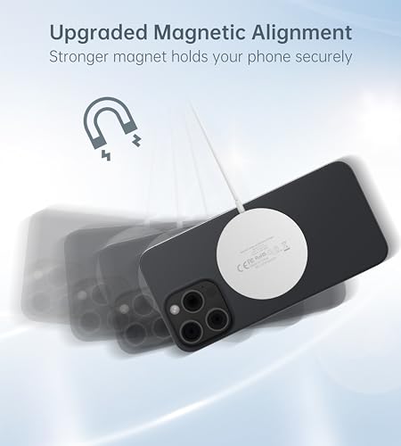 Magnetic Wireless Charger for iPhone Duo/18/17/16/15/14/13/12 - Mag Charger+20W USB C Adapter, Aluminum Fast Wireless Charging Stand/Pad with 5ft USB-C Cable for iPhone 18/17/16/15/14/13/12, Airpod - color: silver