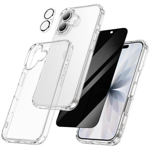 Maxdara for iPhone 17 Case Clear with Privacy Screen Protector | Anti-Peep, with Camera Lens Protector, Slim Shockproof Cover for iPhone 17 6.3 Inch - color: B-Clear, size: for iPhone 17