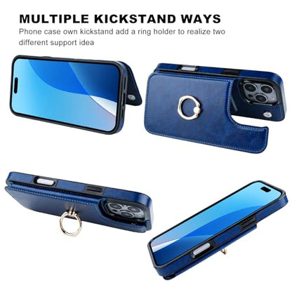 ONETOP for iPhone 16 Pro Max Wallet Case with Credit Card Holder,Blue - color: Blue