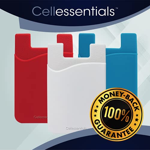 USA Merchant Redesigned Card Holder - Silicone Stick on Cell Phone Wallet with Pocket for Credit Card ID Business Card - iPhone Android & Smartphones (Red, White, Teal) - color: Red, White, Teal