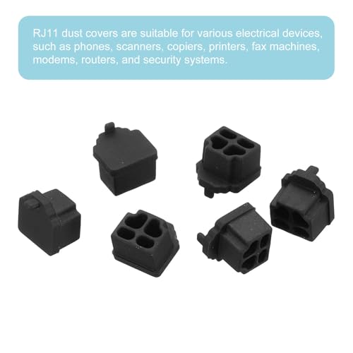 MECCANIXITY Black RJ11 Port Duct Covers Caps, Silicone Anti-Dust Plugs Caps Protector Covers for Computer Digital Socket Printer, Modem, Router, Telephone Jack, Pack of 50 - color: Black