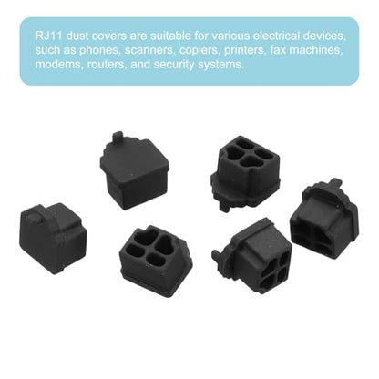 MECCANIXITY Black RJ11 Port Duct Covers Caps, Silicone Anti-Dust Plugs Caps Protector Covers for Computer Digital Socket Printer, Modem, Router, Telephone Jack, Pack of 50 - color: Black