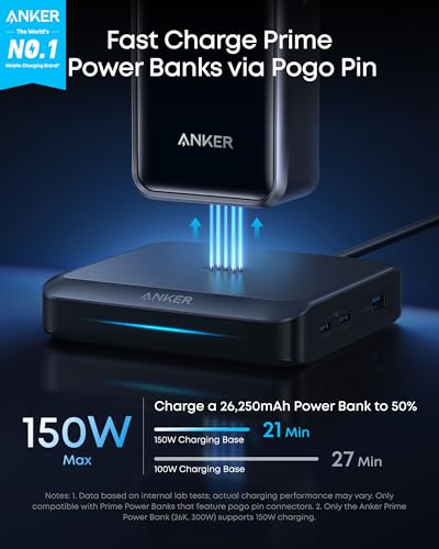 Anker Charging Base for Prime Power Banks with Pogo Pin, 150W Max