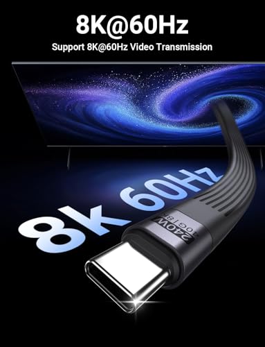 VAFOTON PD 240W Short USB C Cable/USB 4.0 USB C Short Cable/40Gbps Data Transfer, 8K 60Hz Video Display, Thunderbolt 3/4 for 1Phone16/15, Ma-Book/1Pad Series, Samsung Galaxy, Android Auto, VR - color: Black