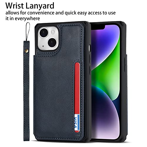 Cavor for iPhone 14 Wallet Case with Card Holder for Women, Blue - color: B-Blue