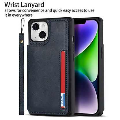 Cavor for iPhone 14 Wallet Case with Card Holder for Women, Blue - color: B-Blue