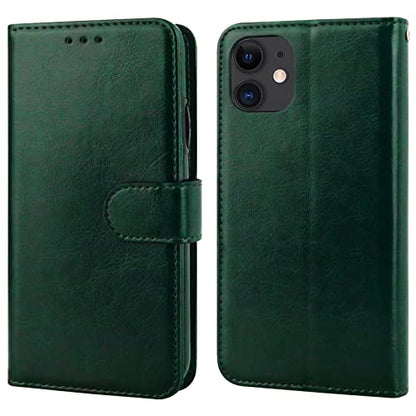Bocasal Detachable Wallet Case Card Holder for iPhone 11, Green | Kickstand Card Slots Holder PU Leather Magnetic Shockproof Wrist Strap Removable Flip Protective Cover 6.1 inch - color: Green