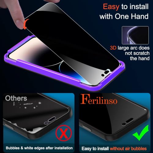 Ferilinso Privacy Screen Protector for iPhone 14 Pro, Tempered Glass - size: iPhone 14 Pro 6.1 INCH