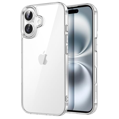JETech Case for iPhone 16, Anti-Yellowing, Clear | Shockproof Protection, Scratch Resistant Hard PC Back, Durable Transparent TPU Bumper - color: Clear, size: iPhone 16