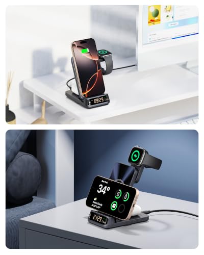 3-in-1 Charging Station for iPhone 18 Pro/18 Pro Max, 17/16/15/14/13/12 Series (Not for iPhone Duo), for Apple Watch 12/Ultra 4 & AirPods, SwanScout 708A (NO Adapter)