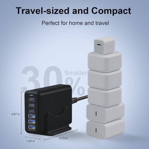 165W Charging Station, 6 Port Desktop Charger, 3 Ports 40W Black - color: Black