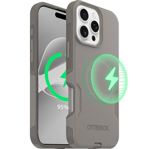OtterBox iPhone 16 Pro Max – Commuter Series Slim MagSafe Case - Grey | 3X Military Drop Protection - Dual-Layer Design - Pocket-Friendly - Raised Edges - Port Covers - Non-Retail Packaging - color: Grey