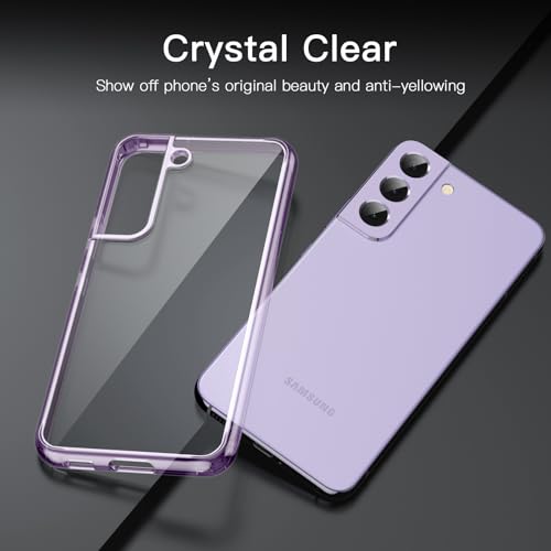 JETech Case for Samsung Galaxy S22, Anti-Yellowing, Purple | Shockproof Protection, Scratch Resistant Hard PC Back, Durable Transparent TPU Bumper - color: Purple