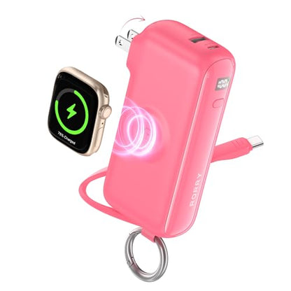 RORRY Flow Portable Charger 10000mAh 40W Wall Plug Power Bank Battery Pack - color: Berry Red