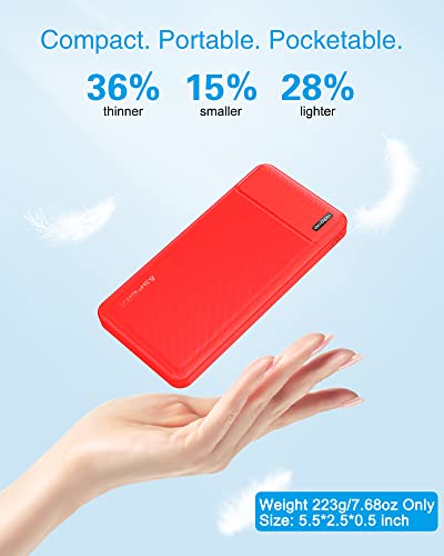 AsperX 2 Pack 10000mAh Portable Charger Dual USB Power Bank Battery Pack - color: Red+Blue