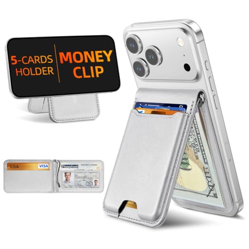 For Magsafe Wallet with Money Clip, 5 Card Holder, Adjustable Stand | Strongest Magnetic Wallet for iPhone 17/16/15/14/13/12 Series, ID Window, RFID Blocking, Not for 13/12 Mini, Light Gray - color: Haze Gray