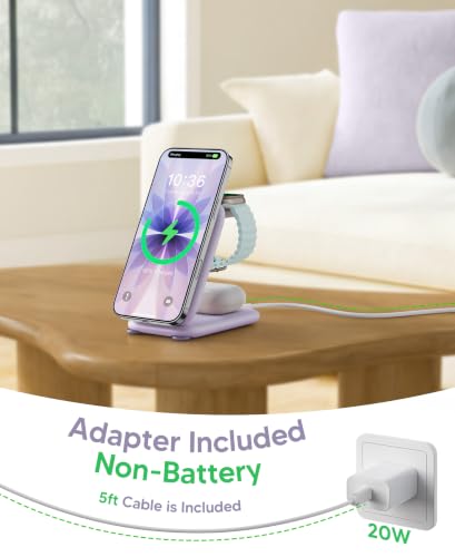 Mukiya PaktVault Traveling Fast Wireless Charging Station for iPhone Duo - color: Purple