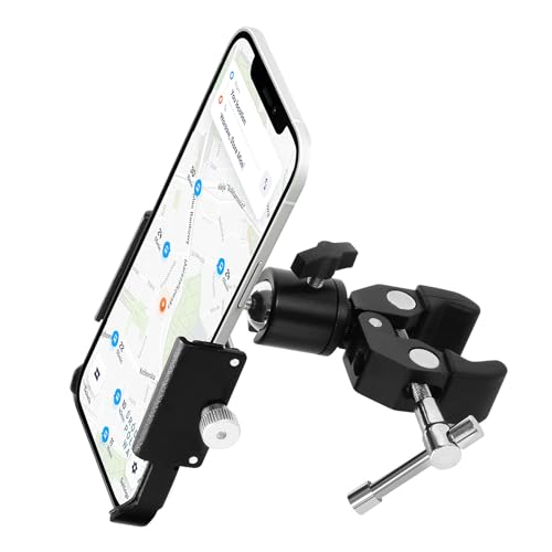 Phone Holder with Clamp for Golf Cart, All Metal Universal Phone Holder Handlebar Mount Clamp for Golf, Stroller, Bicycle, Bike, Wheelchair