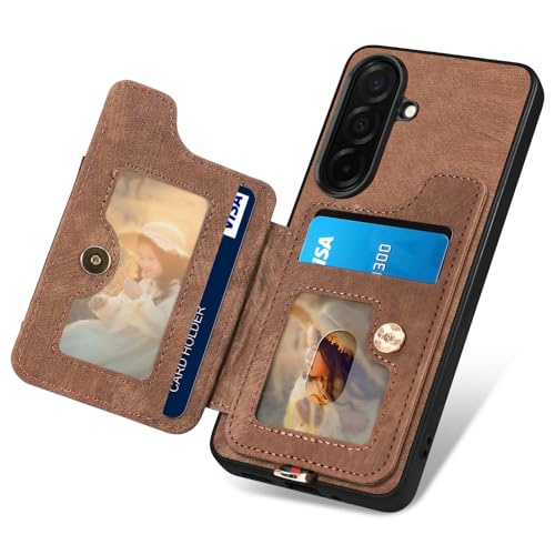 for Samsung Galaxy S26 Plus Case Wallet with Card Slots Brown | PU Leather Flip Folio Cover,RFID Blocking Ring Holder,Kickstand,Wrist Strap,Shockproof,Magnetic Protective,Women Men Girls - color: Brown, size: Galaxy S26 Plus 6.7 Inch
