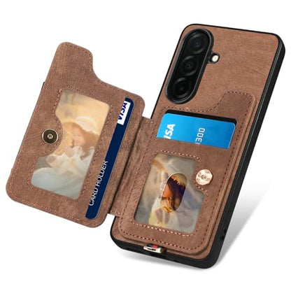for Samsung Galaxy S26 Plus Case Wallet with Card Slots Brown | PU Leather Flip Folio Cover,RFID Blocking Ring Holder,Kickstand,Wrist Strap,Shockproof,Magnetic Protective,Women Men Girls - color: Brown, size: Galaxy S26 Plus 6.7 Inch