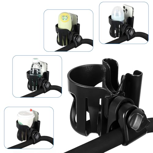 Accmor Stroller Cup Holder, Cup Holder for Walker Bike Wheelchair - color: Cup Phone Holder-Black
