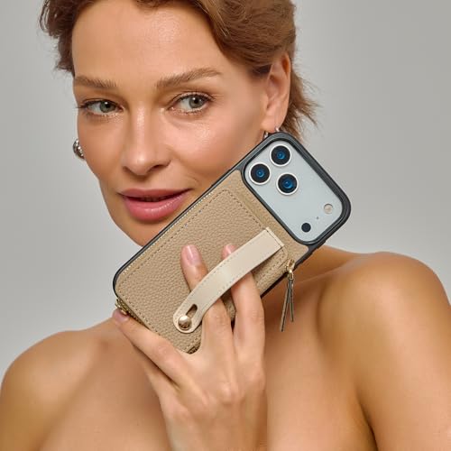 LAMEEKU for iPhone 17 Pro Max Case Wallet, Crossbody Phone Purse with Grip Holder RFID Blocking 6.9 inch Taupe - color: Taupe, size: iPhone 17 Pro Max 6.9''