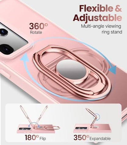 Shields Up for Samsung Galaxy S24 Ultra Case with Stand, Galaxy S24 Ultra Case with Double Ring Holder [Adjustable & Foldable] Protective Translucent Matte Cover - Frosted Pink - color: Frosted Pink, size: Galaxy S24 Ultra