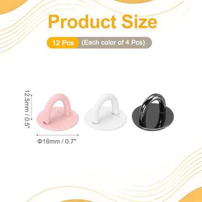 12Pcs Phone Ring Holder (0.7 Inch) - Adhesive Round Shaped Phone Finger Grip Hook Smartphones Keychain Ring Charm Loop for DIY Tablet Case Accessories, Black/White/Pink - color: Black/White/Pink