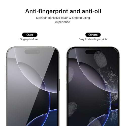2 Pack Screen Protector for iPhone 16 Pro Max +2 Camera Lens Cover | 9H+ Military Grade Tempered Glass, HD Clarity, Shatterproof, Anti-Scratch, Anti fingerprint, Full Coverage, Auto-Align Tray - size: IPhone 16 Pro Max (6.9 inch)