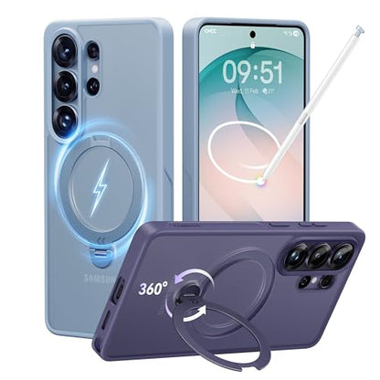 CASEKOO Blue 26U Case with 360 Spin Magnetic Stand, Fit for MagSafe | 360 Spin Magnetic Stand, Fit for MagSafe, 18FT MIL-STD Protection, Invisible Ring Holder Phone Case - color: Matte Blue