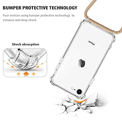 Crossbody Case for iPhone SE 3/2 (2022/2020),Crossbody Case for iPhone 7/8 [ with Adjustable Lanyard ] Clear Soft TPU Shockproof Phone Case for Women Girls - Beige - size: for iPhone 7/8/SE 2020