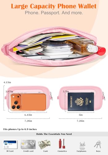 takyu Phone Strap Crossbody with Detachable RFID Wallet Pink - color: Pink