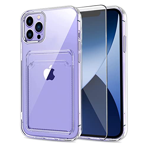 MZELQ Compatible with iPhone 14 Pro Max Case Card Holder -Clear | Wallet Cover,Camera Protection + Screen Protector Soft Card Slot Phone Case - color: Clear, size: iPhone 14 Pro Max