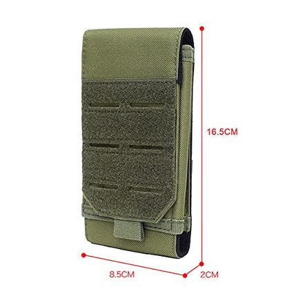 Universal Tactical Molle Phone Pouch Cellphone Holder | Mobile Holster Belt Smartphone Pouch for iPhone 17 Pro Max/Air/17 Pro/ iphone17/16 /15 /14 /13/12 Pro Max/iphone 16/15/14Plus - color: ARMY GREEN