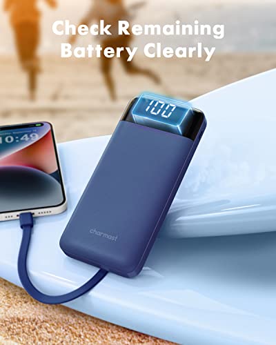 charmast Portable Charger Power Bank with Reinforced Built-in 4 Cables - color: Navyblue