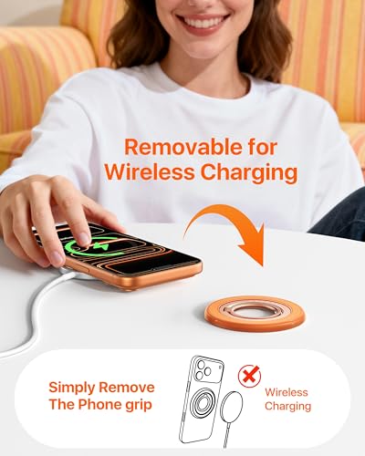 andobil 2026 3rd Gen Stability Magnetic Phone Ring Grip for MagSafe, Orange - color: Orange