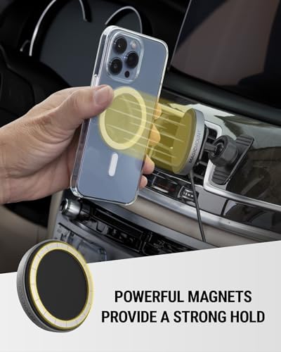 Scosche MPQMRDV MagicMount Charge Pro Qi2 MagSafe Car Mount Charger, 15W Fast Magnetic Wireless Charging Phone Holder for Dashboard/Vent Compatible with iPhone 16/15/14/13/12 Pro Max Plus, Samsung S25 - size: Circle, style: Dash/Vent
