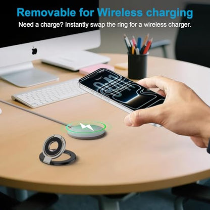 MagSafe Phone Ring Grip, 360° Rotation Magnetic Phone Ring Holder Stand - color: black