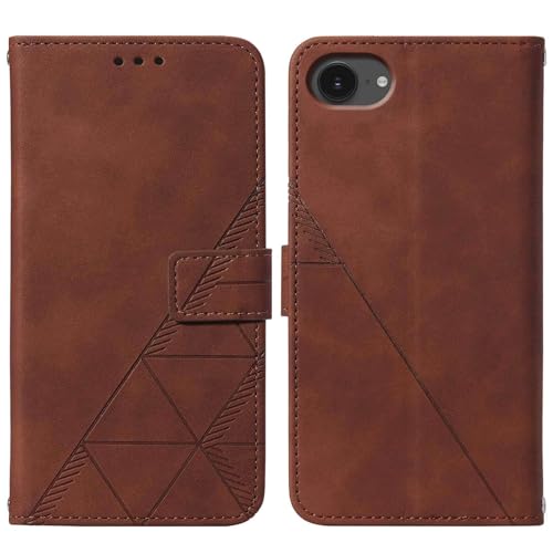 Flip Wallet Case for iPhone 17e/16e, Wrist Strap, Brown | Embossed PU Leather, Detachable Wrist Strap, Card Slots, TPU Inner, Cash Pocket, Magnetic Closure, Stand, Precise Cutouts - color: Brown