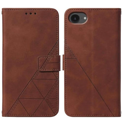 Flip Wallet Case for iPhone 17e/16e, Wrist Strap, Brown | Embossed PU Leather, Detachable Wrist Strap, Card Slots, TPU Inner, Cash Pocket, Magnetic Closure, Stand, Precise Cutouts - color: Brown