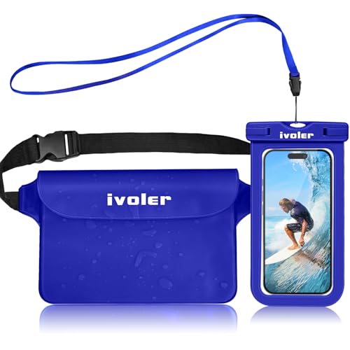 ivoler 2-Pack Waterproof Fanny Pack & Phone Pouch, Dry Bag for Passport, Phone & Wallet, Floating Waterproof Phone Case for Beach, Swimming, Kayaking, Boating, Cruise Essentials & Travel Royal Blue - color: Royal Blue