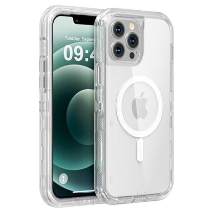 Follaroma Magnetic for iPhone 12 Pro Max Case, Heavy Duty Cases, Clear,6.7" | Compatible with MagSafe, Heavy Duty Shock proof Protection, Military-Grade Anti-Drop, Dual Layer Transparent Protective Cover - color: Clear, size: iPhone 12 Pro Max 6.7''