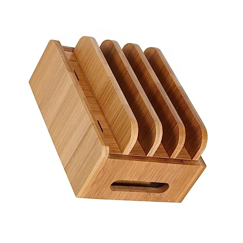 KALLORY Wooden Phone Bracket with Multi Grid Storage Tabletop Organizer