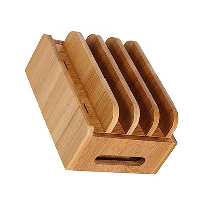 KALLORY Wooden Phone Bracket with Multi Grid Storage Tabletop Organizer