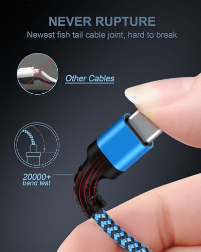 iPhone 17e 17 Pro Max Charger Cable Fast Charging, Android Charging Cable - color: 2Pack-Blue, Purple, size: 6FT, style: USB C to USB C