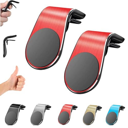 Phone Holder, Magnetic Phone Holder for Car, Mobile Phone Navigation Magnetic Bracket, 360° Adjustable Hands Phone Stand, Secure Clip-On Air Vent Phones Cradle for Driving - color: Red*2