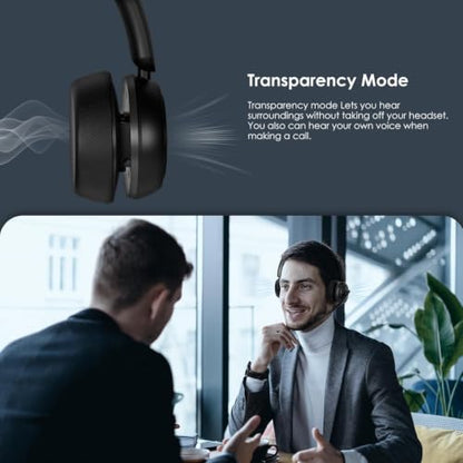 Angteela Wireless Headset with ANC & ENC, Bluetooth 5.4 Headset, Wireless Headphones with Flip-to-Mute Microphone for Work from Home/Office/PC/Cell Phones - color: Metalic Dark Gray