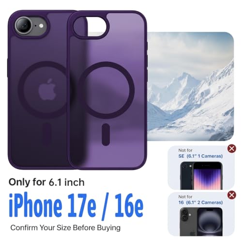 Eastinbox Magnetic iPhone 17e & 16e Case, Matte Protective Case, Purple | Shockproof, Compatible with MagSafe, Military-Grade Protection, Anti-Yellowing, Phone Case for iPhone 17 e/16 e 6.1" - color: Deep Purple